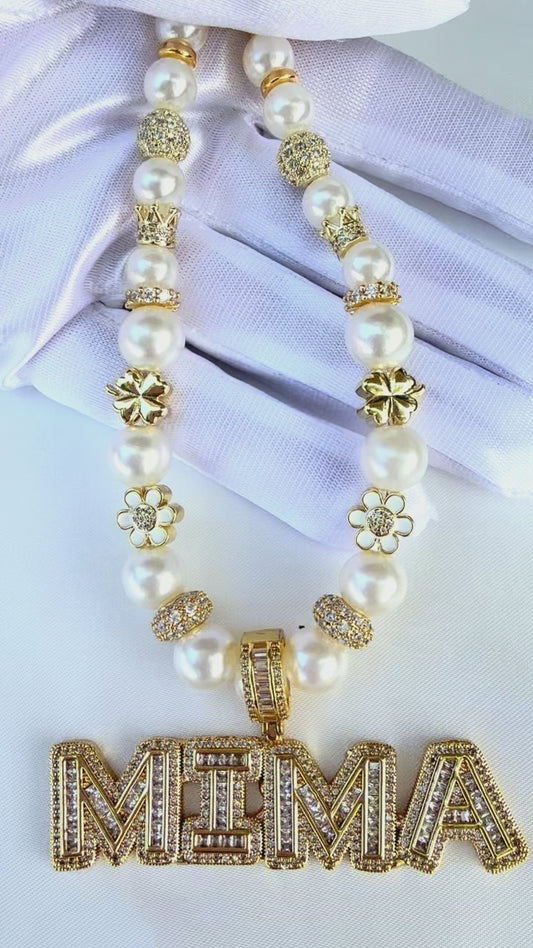 Elegant Gold & White Handmade Metal Bead Necklace
